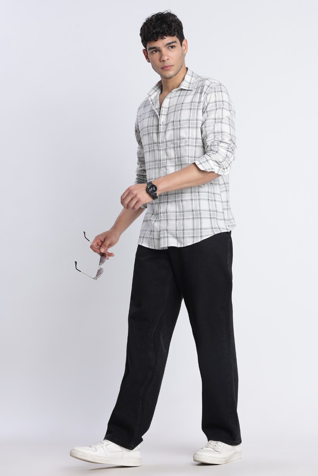 Frost White Windowpane Check Shirt