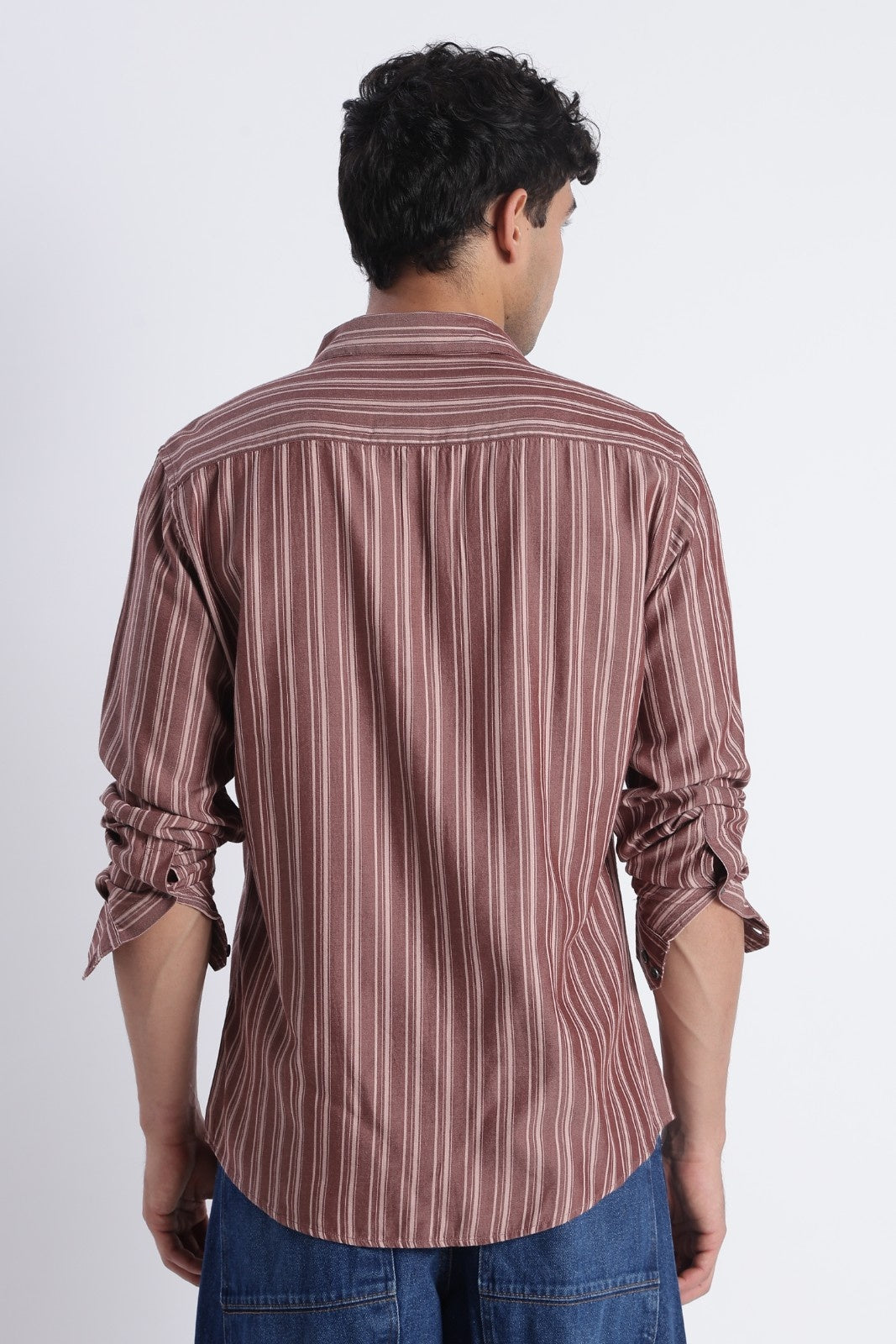 Cocoa Brown Stripe Casual Shirt