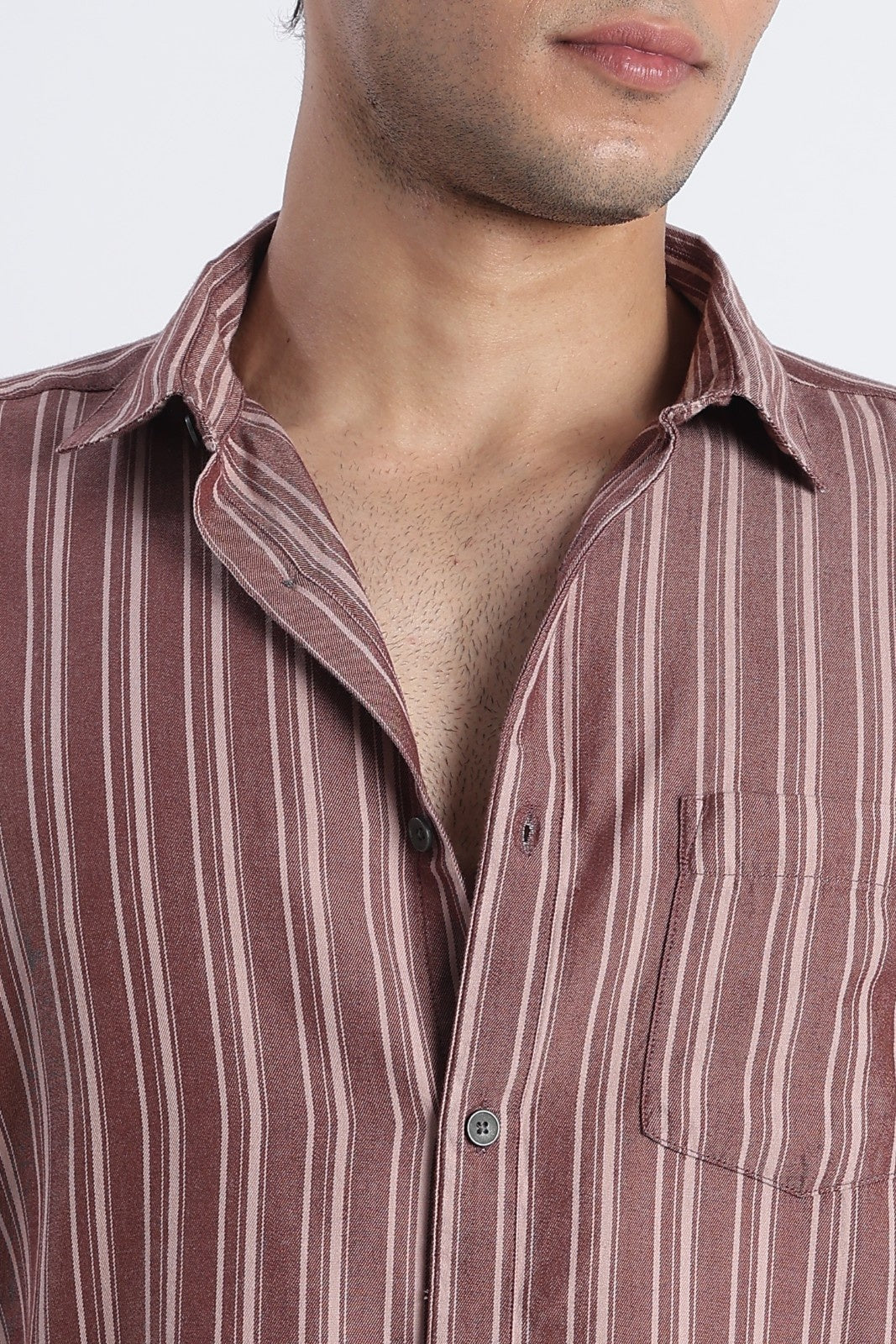 Cocoa Brown Stripe Casual Shirt