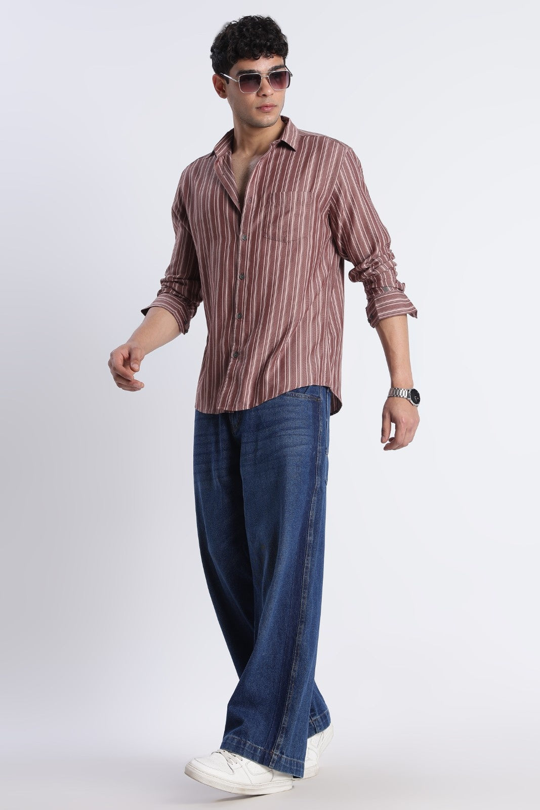 Cocoa Brown Stripe Casual Shirt