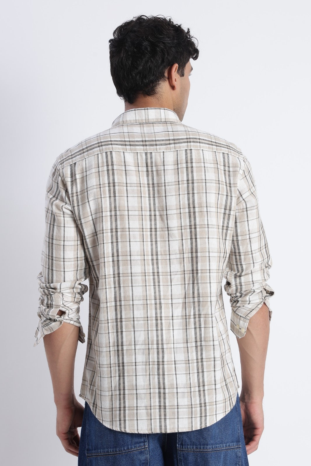 Sand Check Cotton Casual Shirt