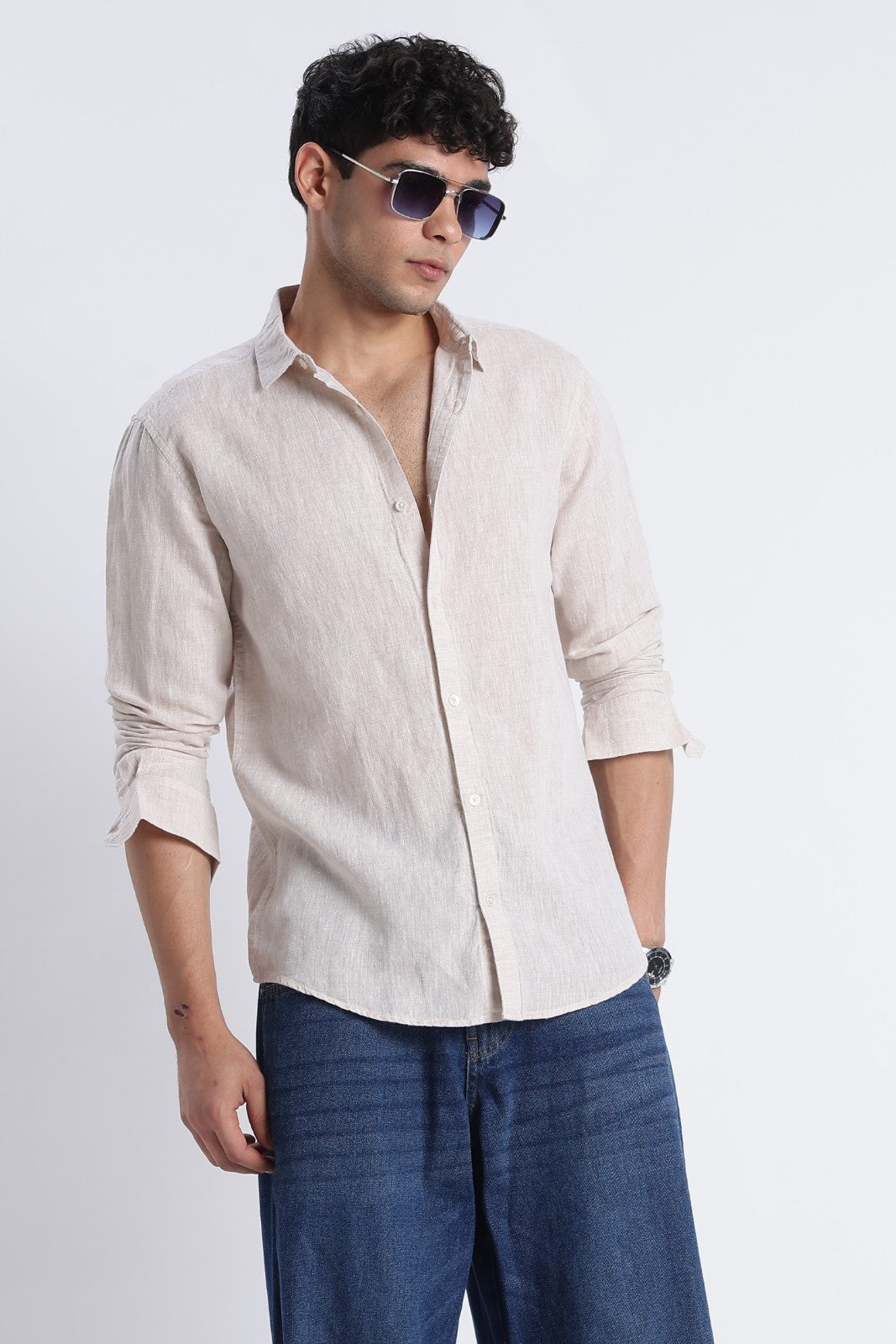 Natural Beige Linen Shirt