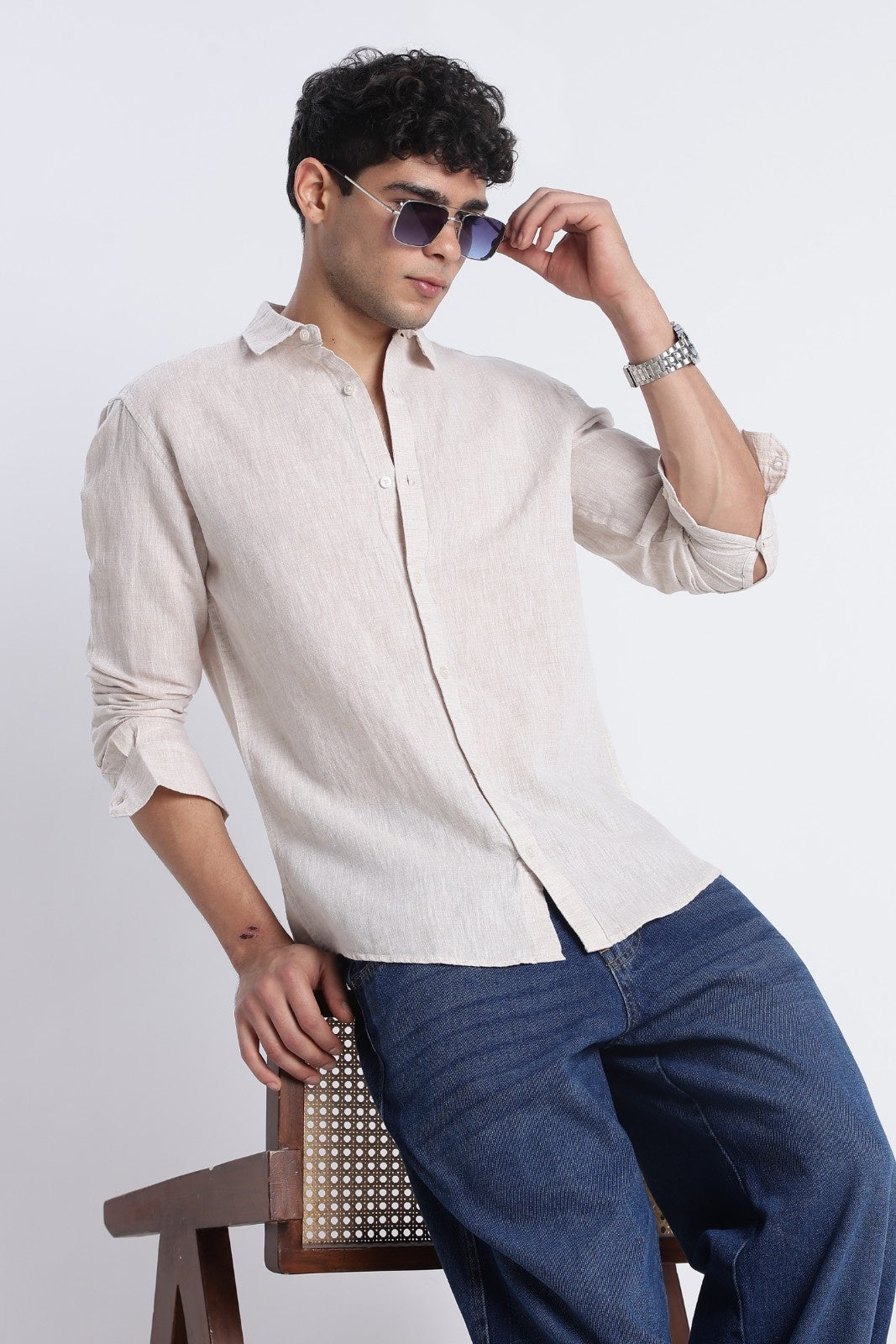 Natural Beige Linen Shirt