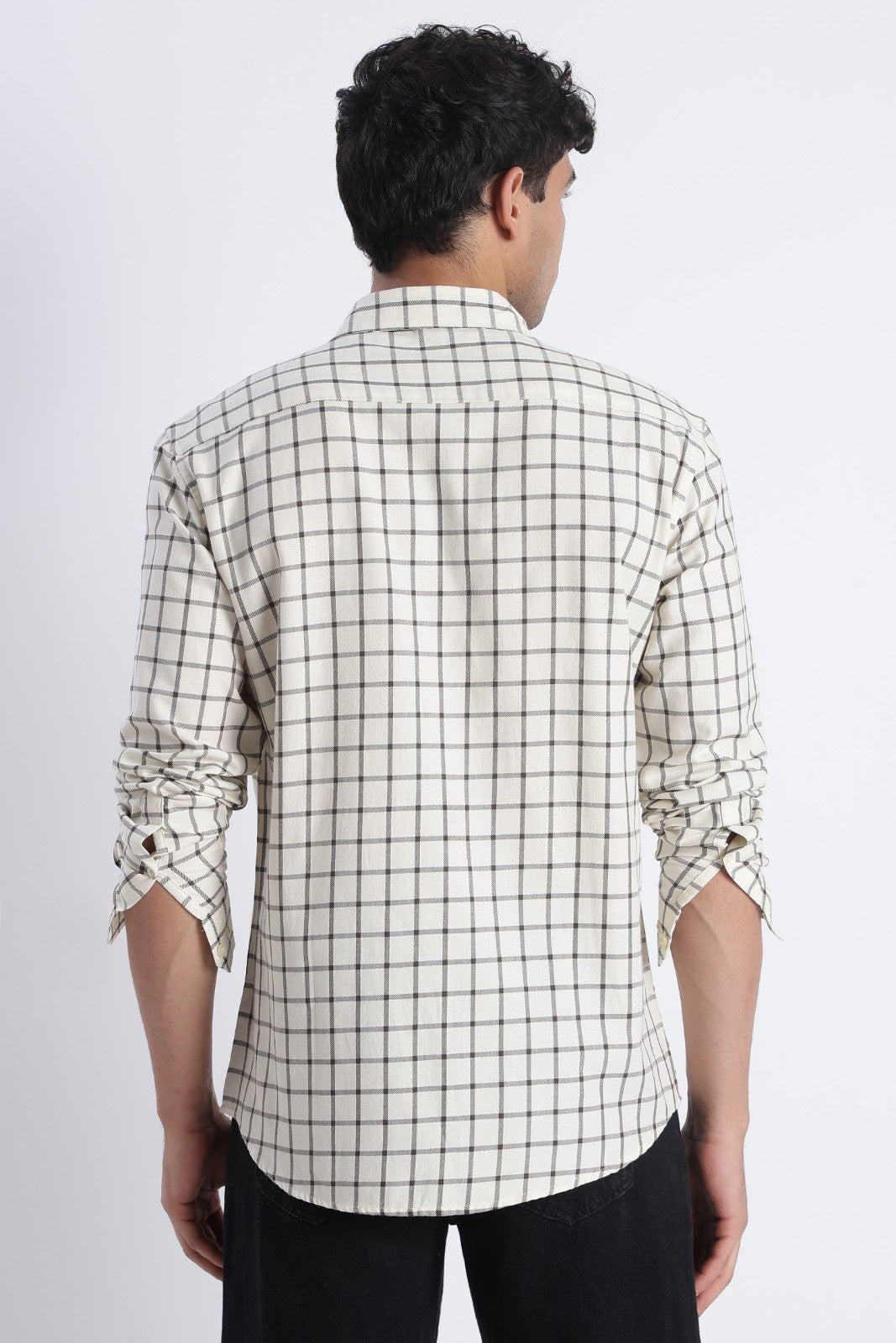 Ivory Twill Check Casual Shirt