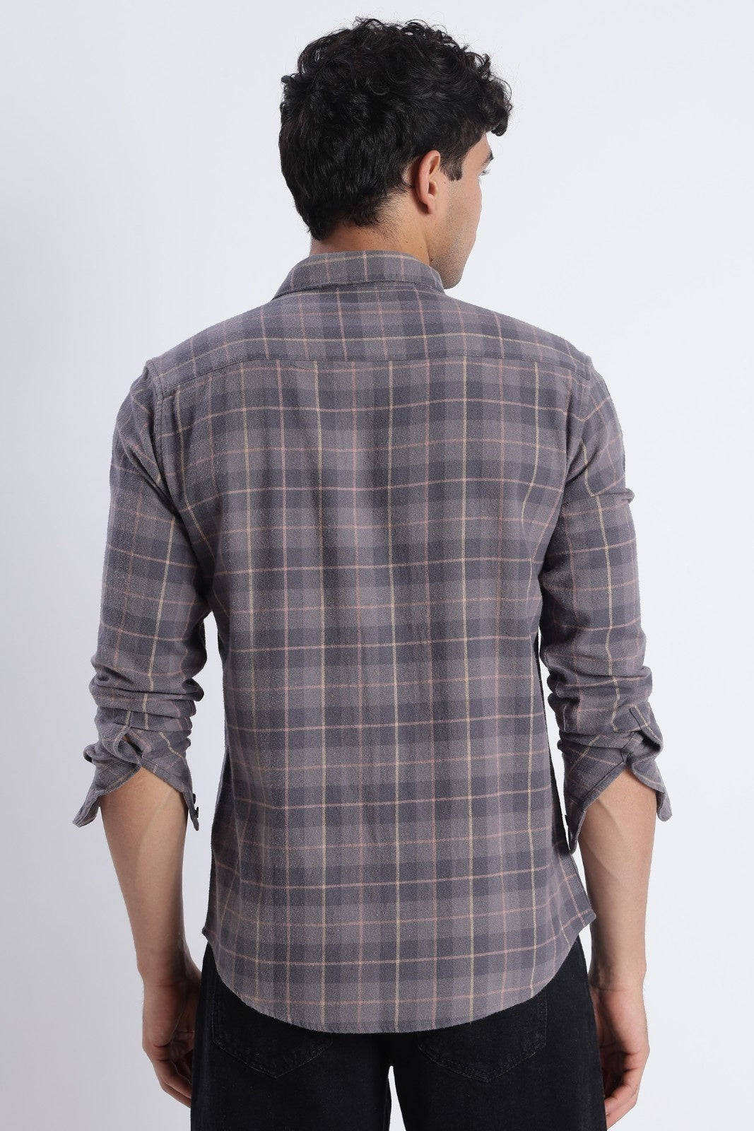 Smoky Grey Windowpane Check Shirt