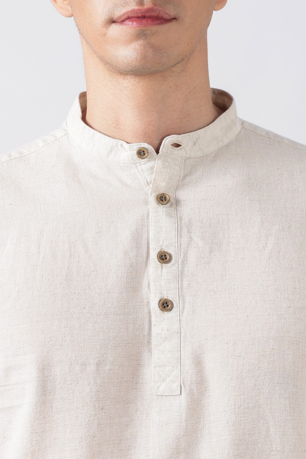 Ecru Linen Blend Short Kurta