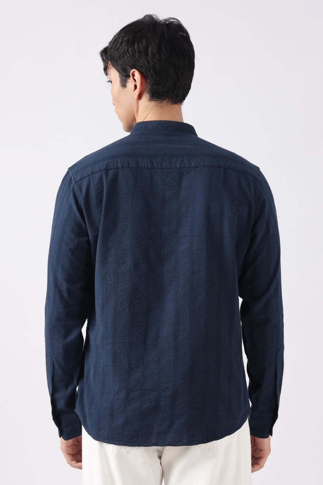Navy Seersucker Short Kurta