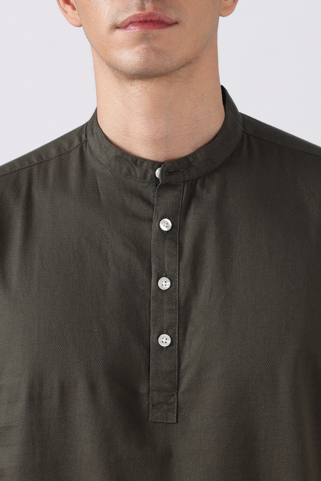 Classic Olive Textured Short Kurta