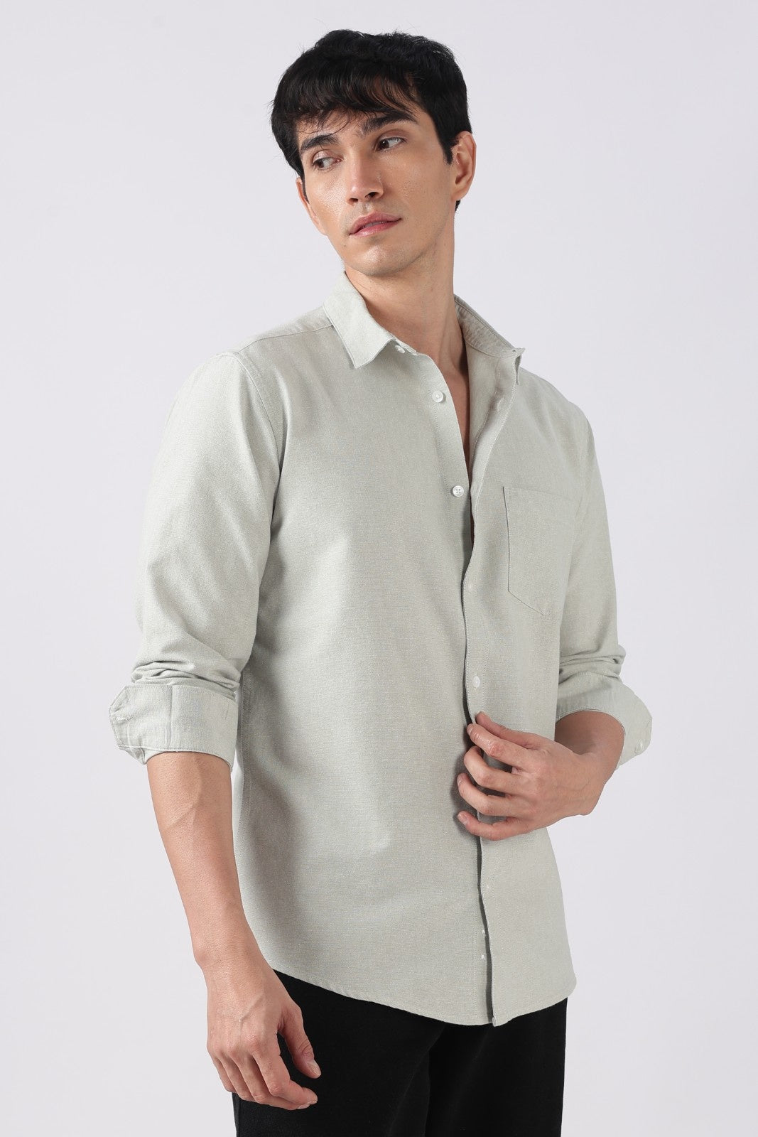 Dove Green Solid Casual Shirt