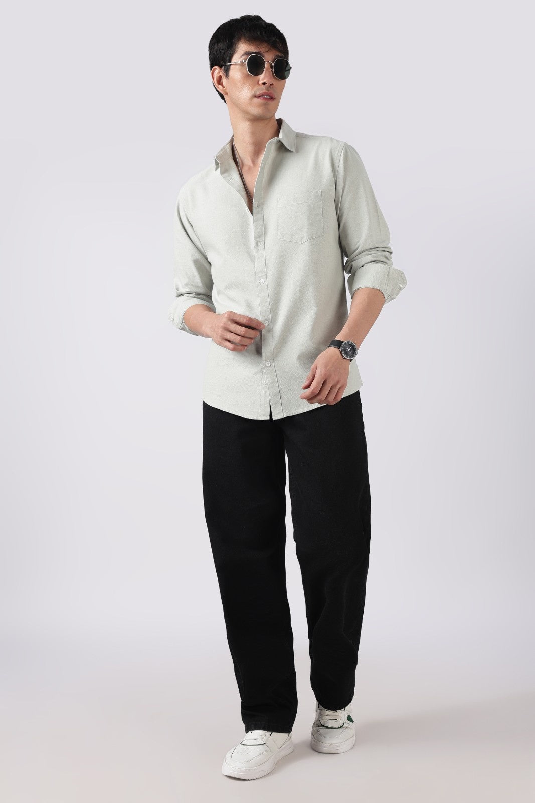 Dove Green Solid Casual Shirt