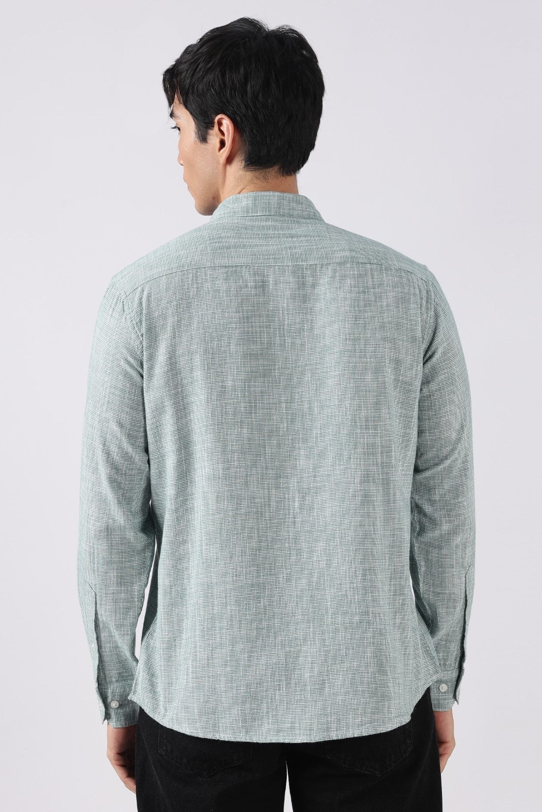 Forest Green Micro-Check Cotton Shirt