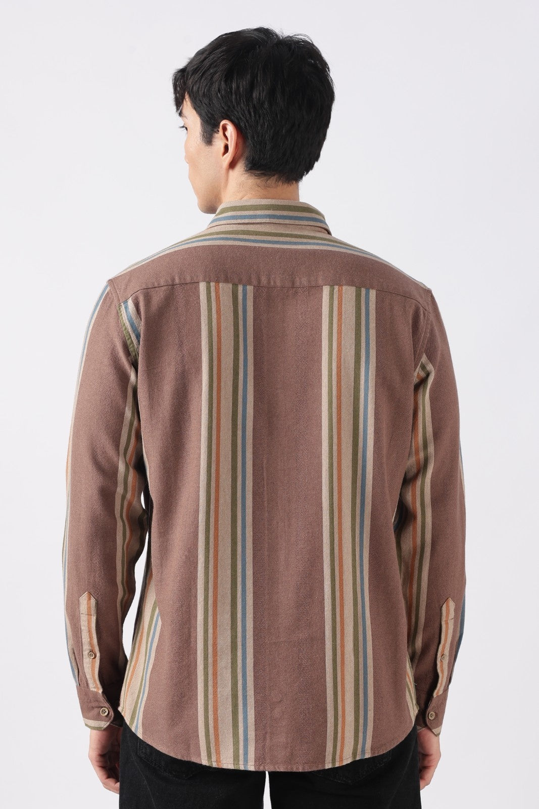 Taupe Brown Herringbone Casual Shirt