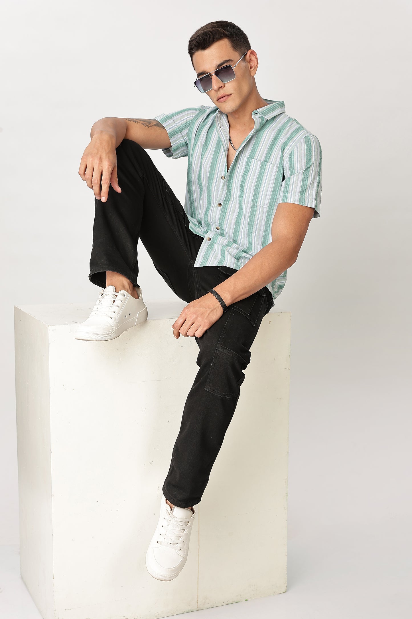 Uri Multicolor Seersucker Striped Shirt