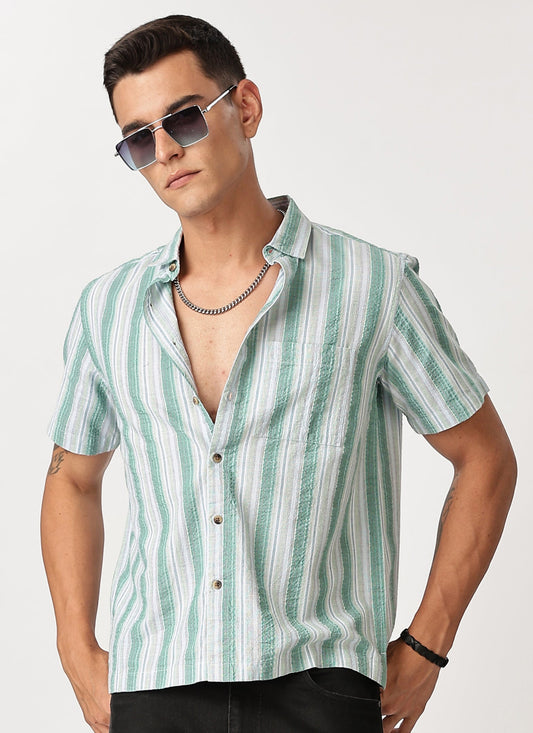Uri Multicolor Seersucker Striped Shirt