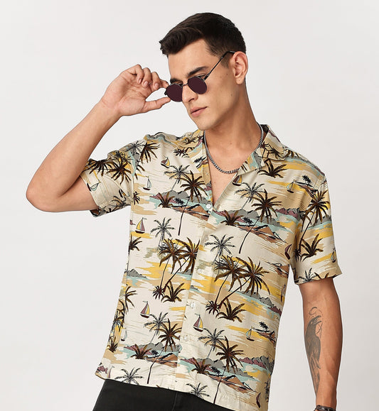 Uri Sunset Palm Print Shirt