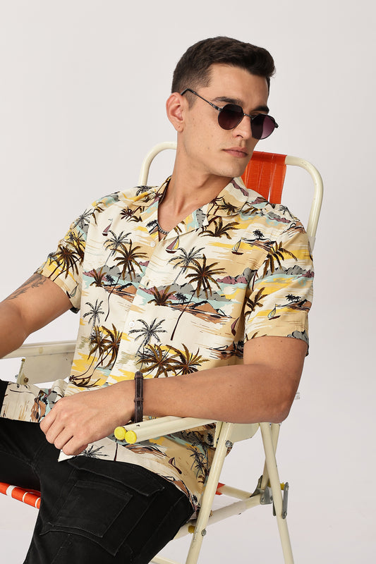 Uri Sunset Palm Print Shirt