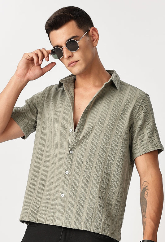 Uri Sage Green Seersucker Shirt