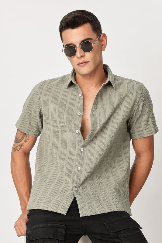 Uri Sage Green Seersucker Shirt