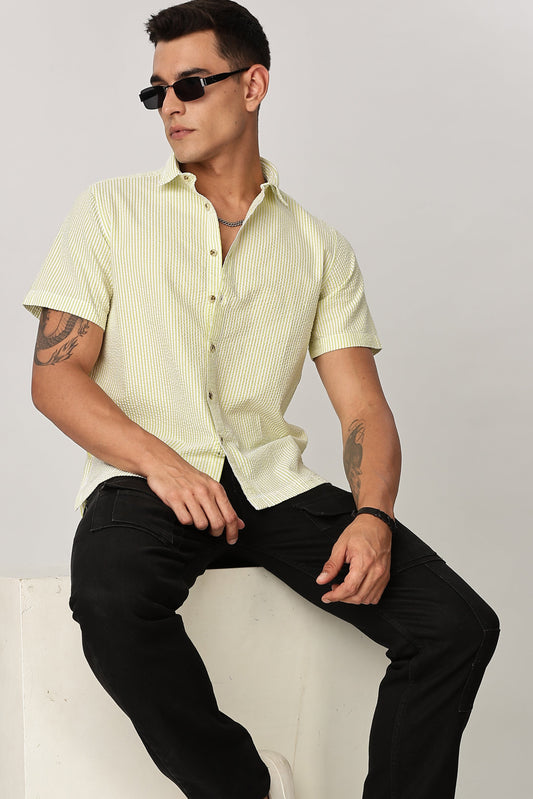 Uri Butter Yellow Seersucker Shirt
