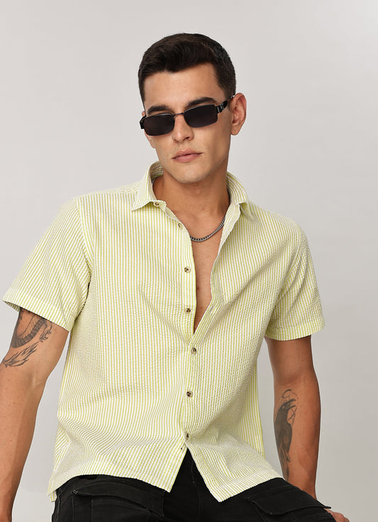 Uri Butter Yellow Seersucker Shirt
