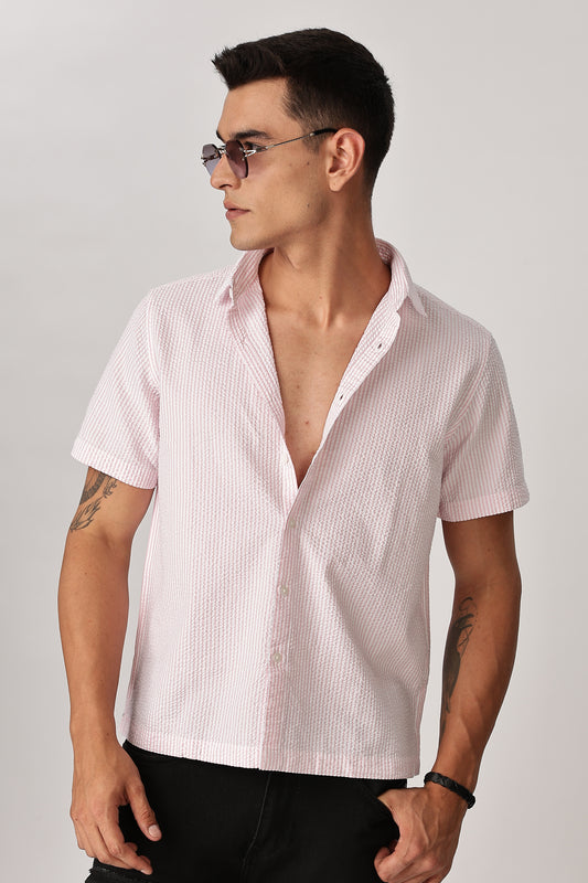 Uri Pink Seersucker Shirt