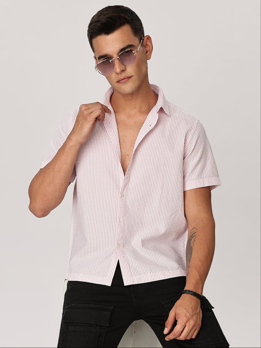 Uri Pink Seersucker Shirt