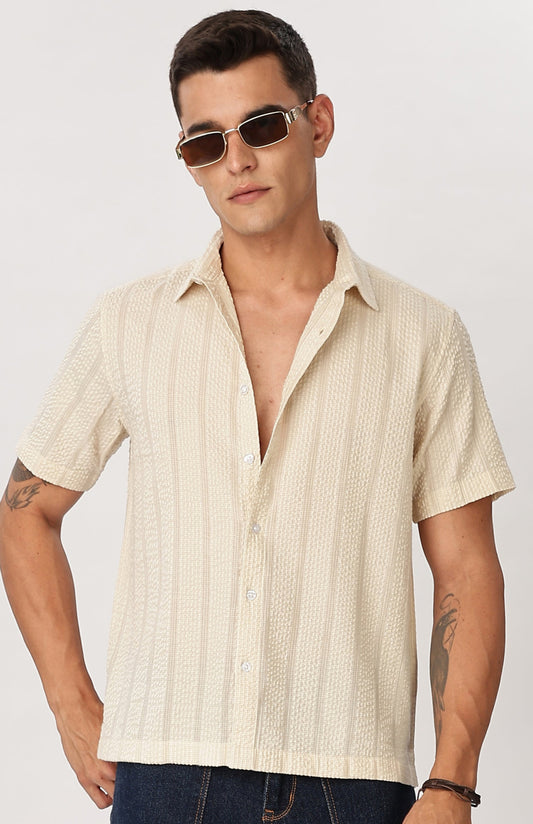 Uri Beige Seersucker Shirt