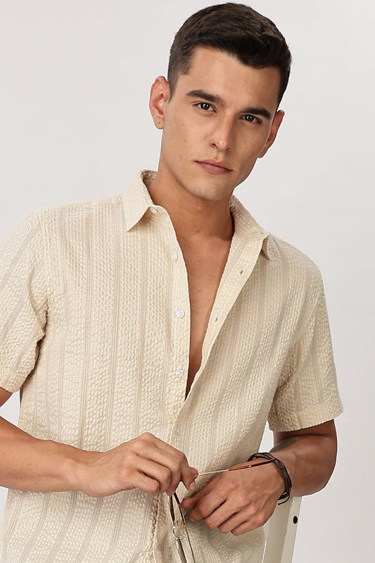 Uri Beige Seersucker Shirt
