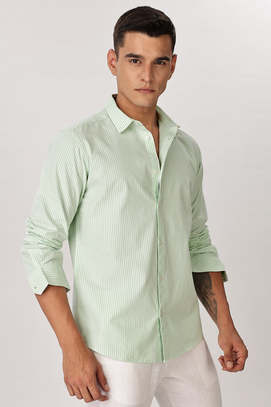 Uri Mint Pinstripe Cotton Shirt