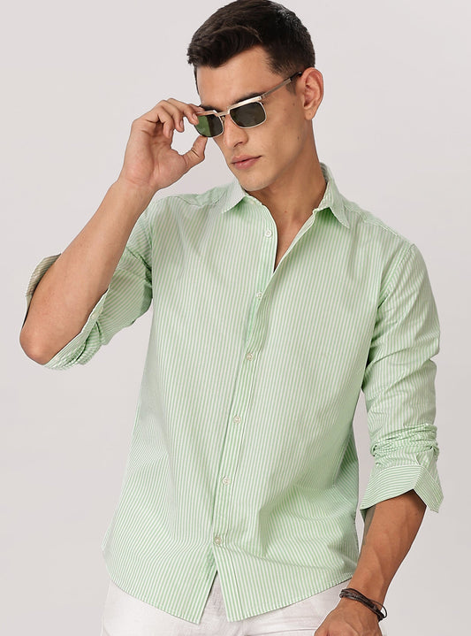 Uri Mint Pinstripe Cotton Shirt