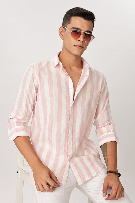 Uri Puce Pink Stripes Cotton Shirt