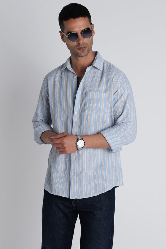 Coastal Blue Dobby Stripe Shirt