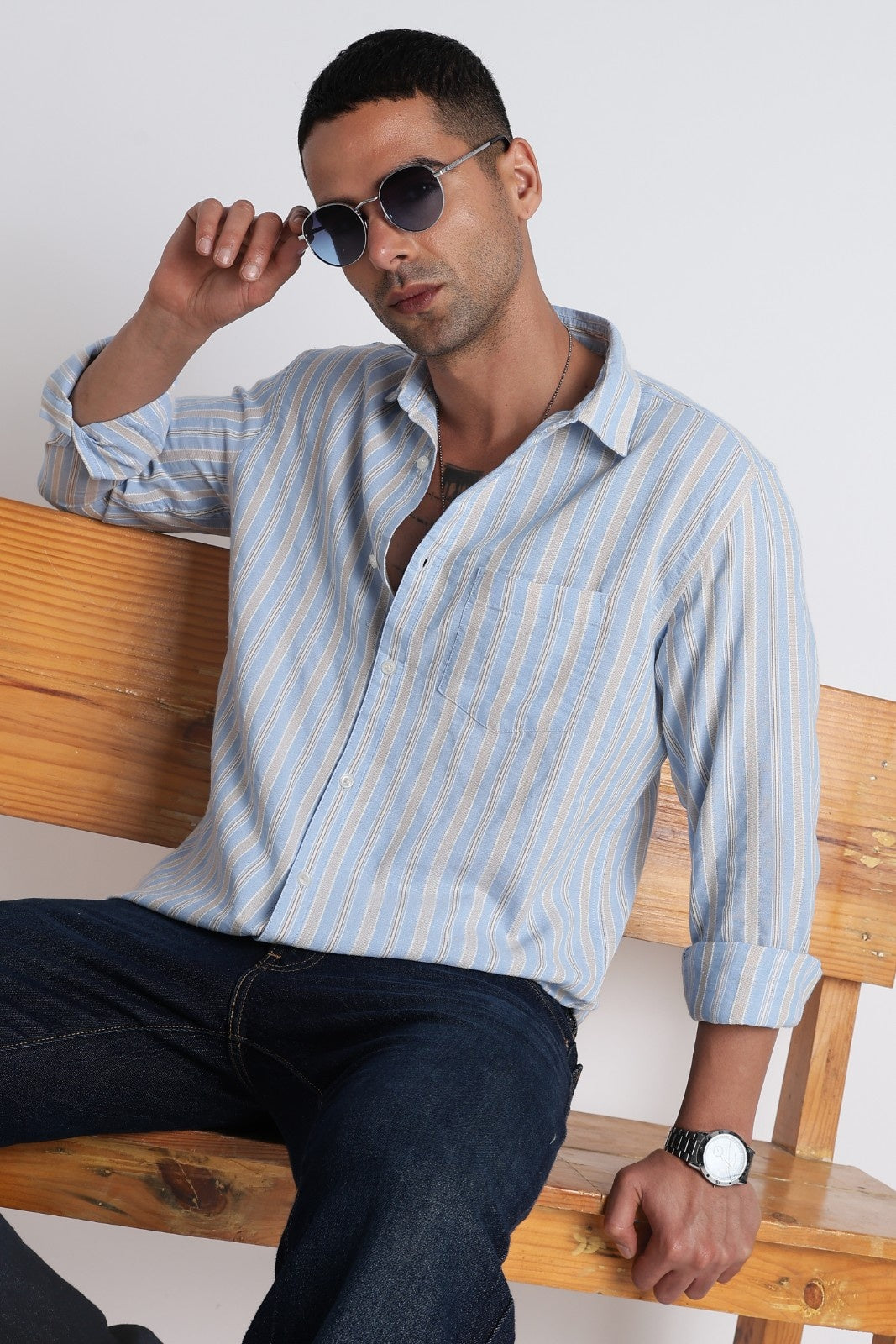 Coastal Blue Dobby Stripe Shirt