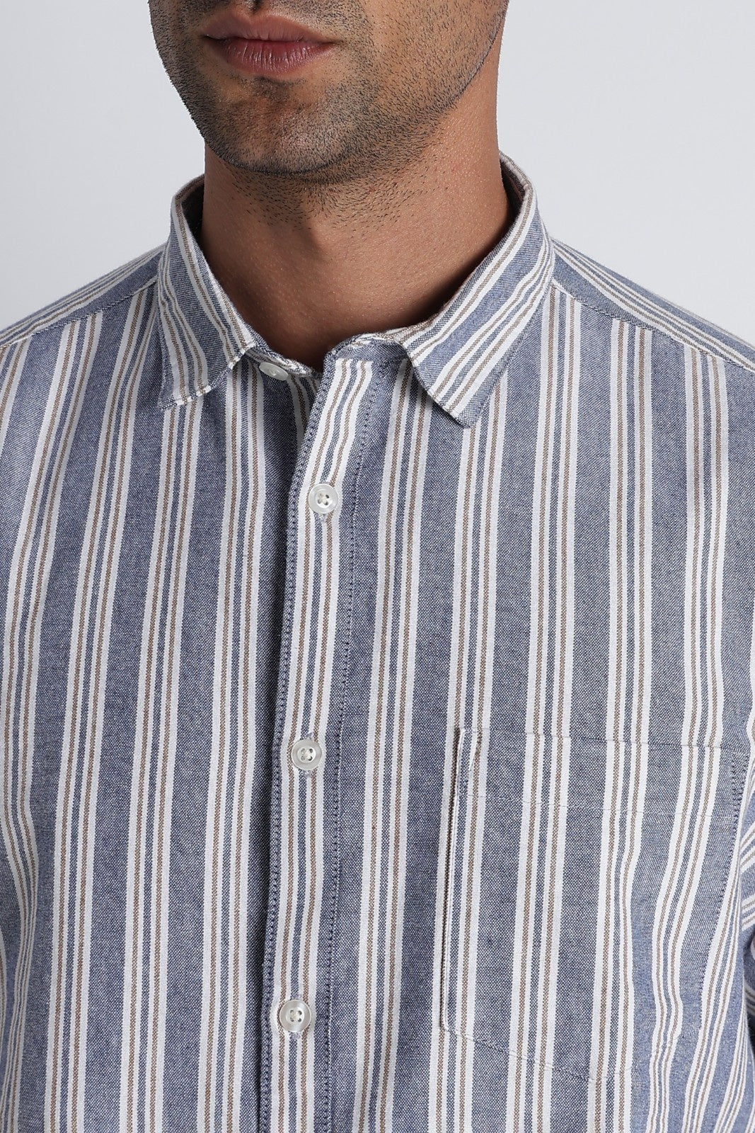 Coastal Blue Oxford Stripe Casual Shirt