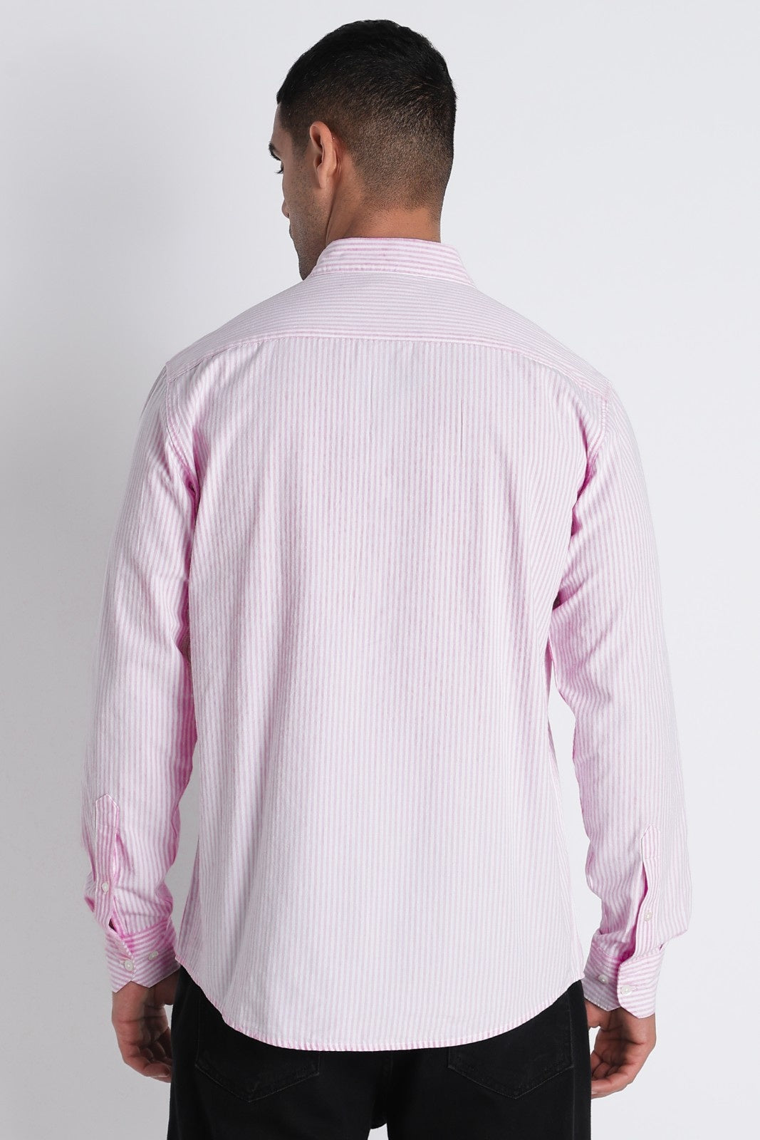 Blush Pink Fine Stripe Cotton Shirt