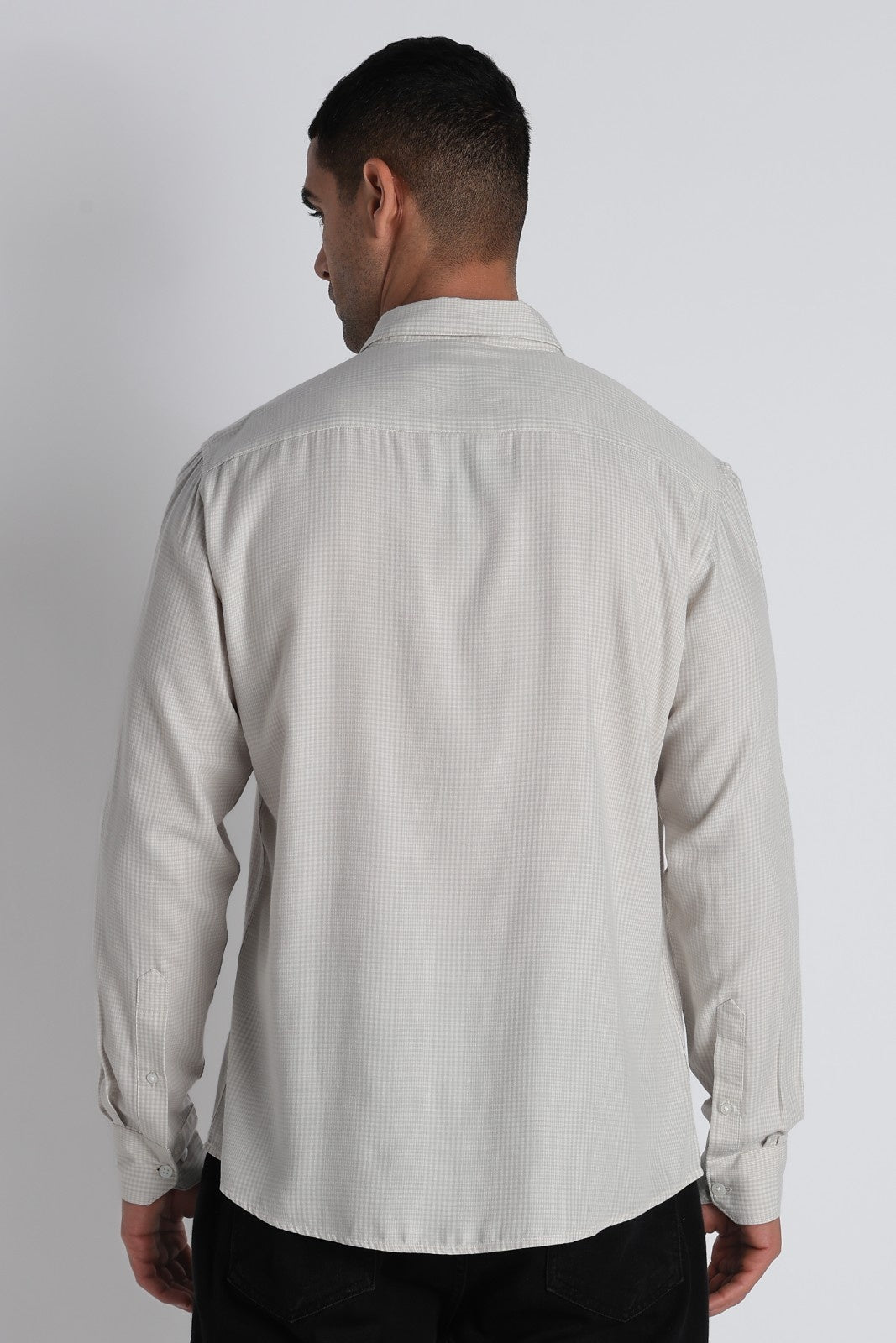 Light Grey Micro-Check Classic Shirt