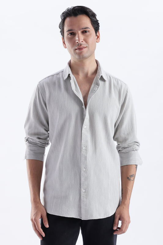 Uri Light Grey Spread Collar Solid Shirt