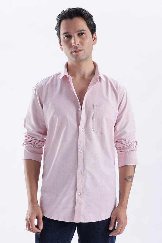 Uri Mauve Spread Collar Oxford Shirt