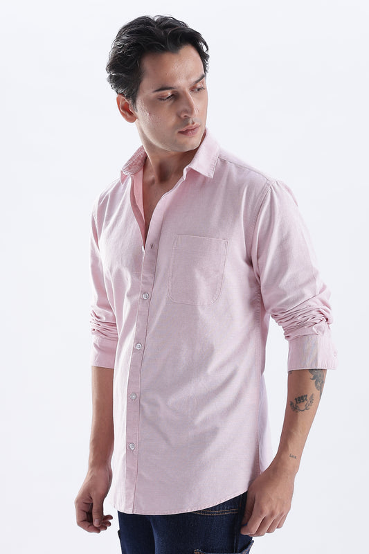 Uri Mauve Spread Collar Oxford Shirt
