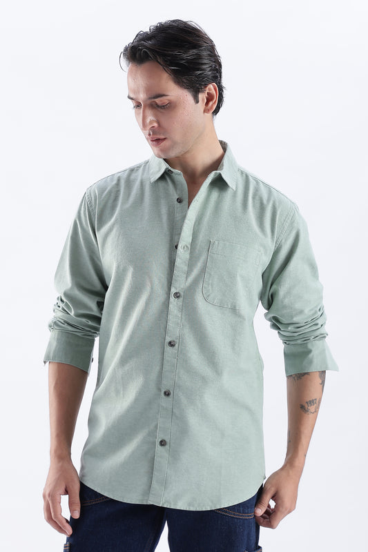 Uri Sea Green Spread Collar Oxford Shirt