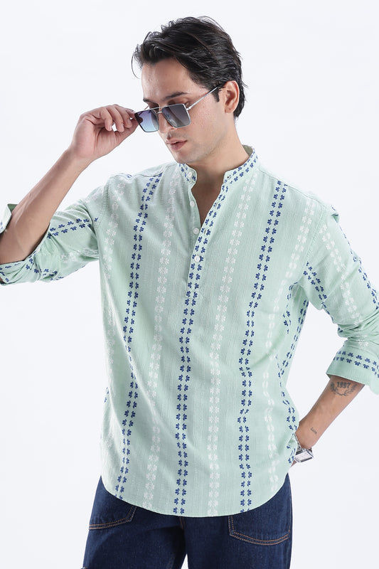 Uri Mint Dobby Motif Short Kurta