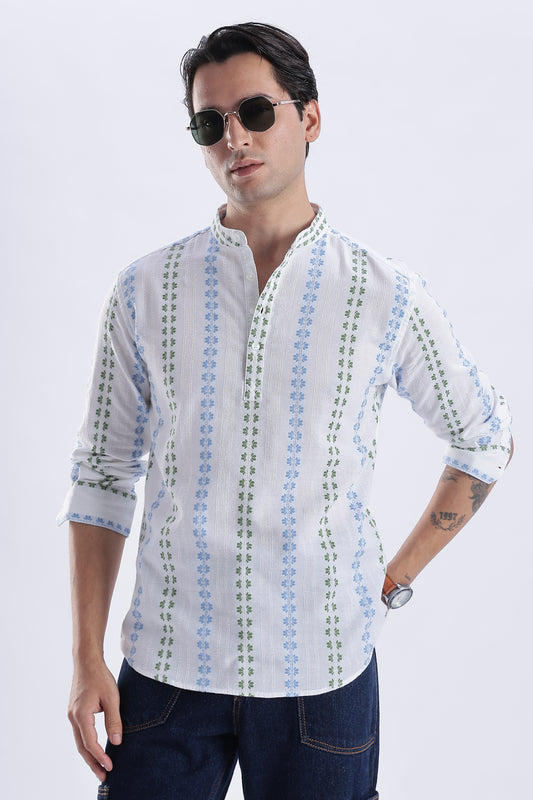 Uri Ice White Dobby Motif Short Kurta