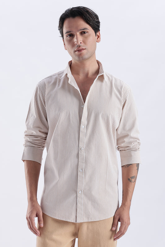 Uri Brown Pinstripe Cotton Shirt
