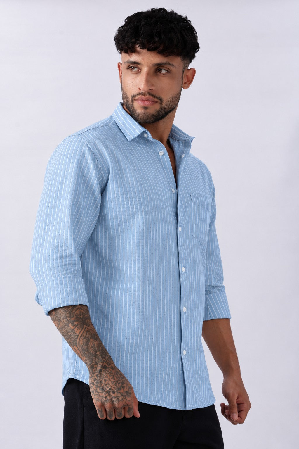 Baby Blue Oxford Stripe Casual Shirt