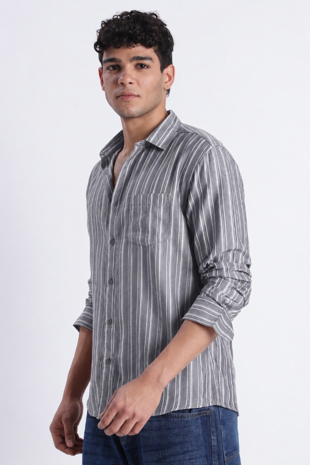 Charcoal Stripe Casual Shirt