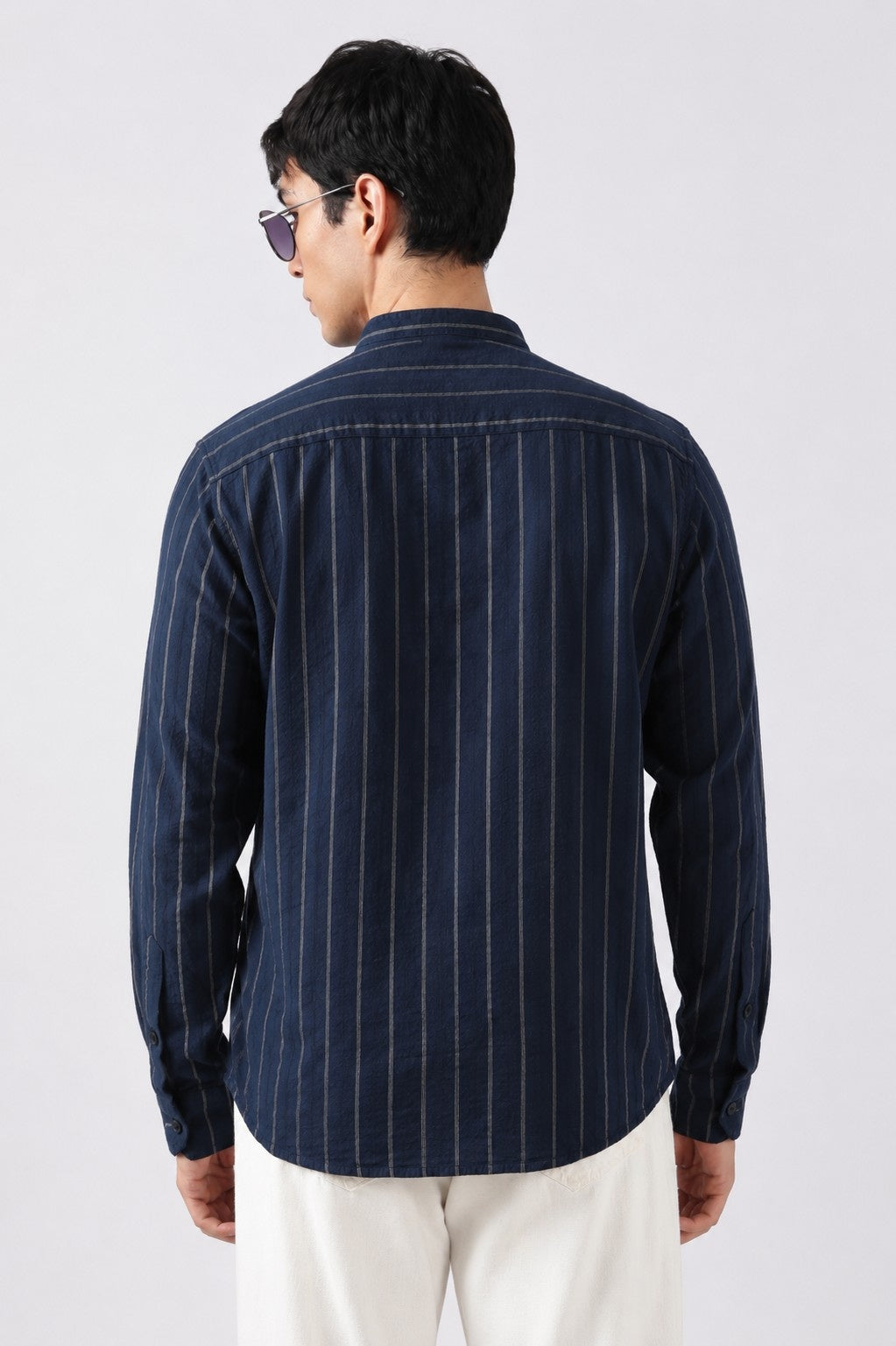 Deep Navy Seersucker Short Kurta