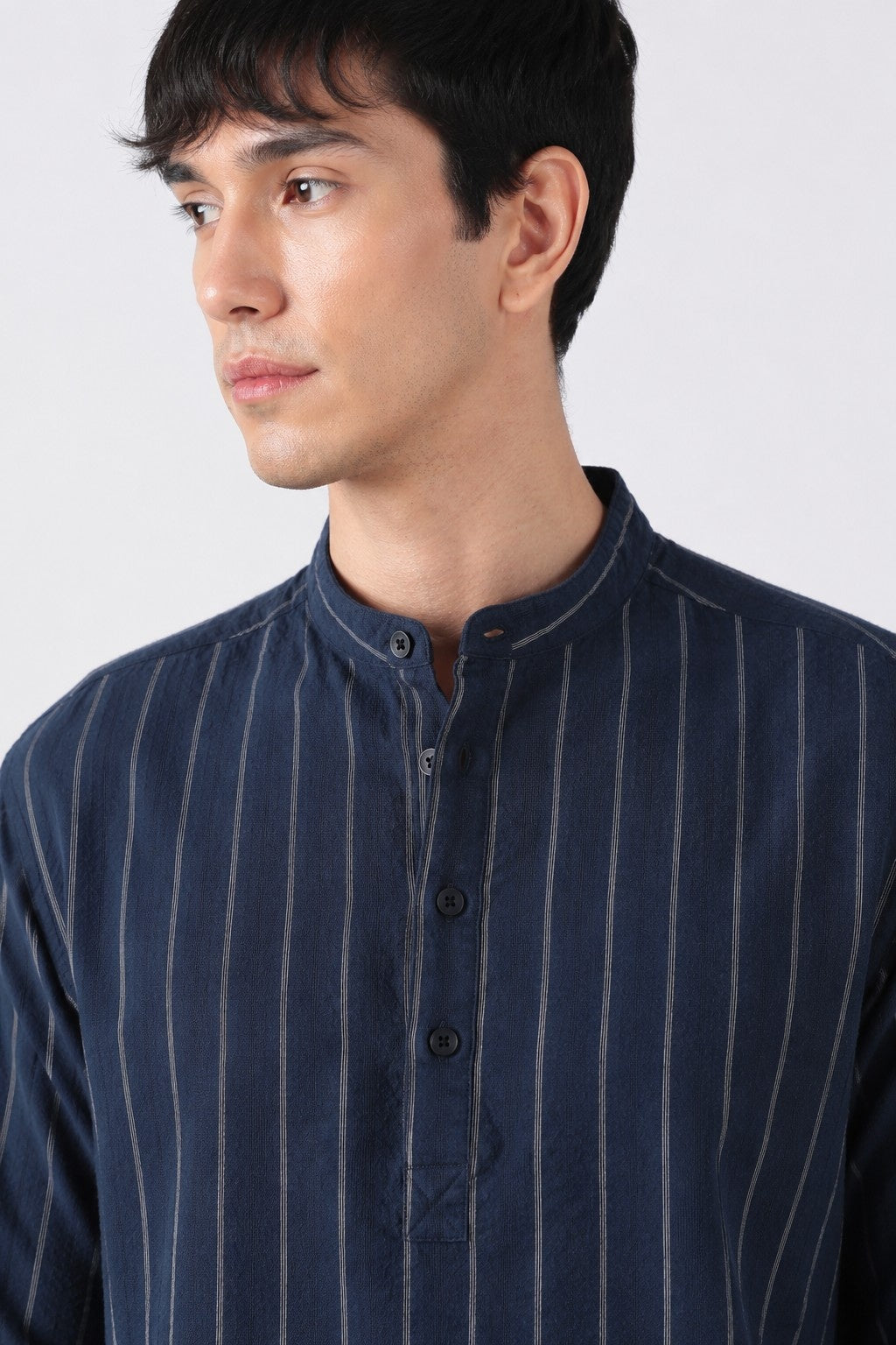 Deep Navy Seersucker Short Kurta