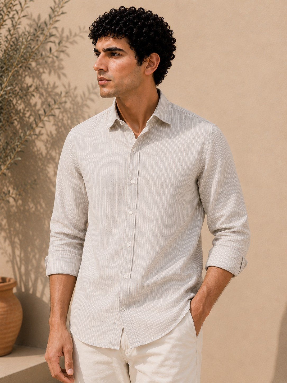 Oatmeal Linen Blend Shirt