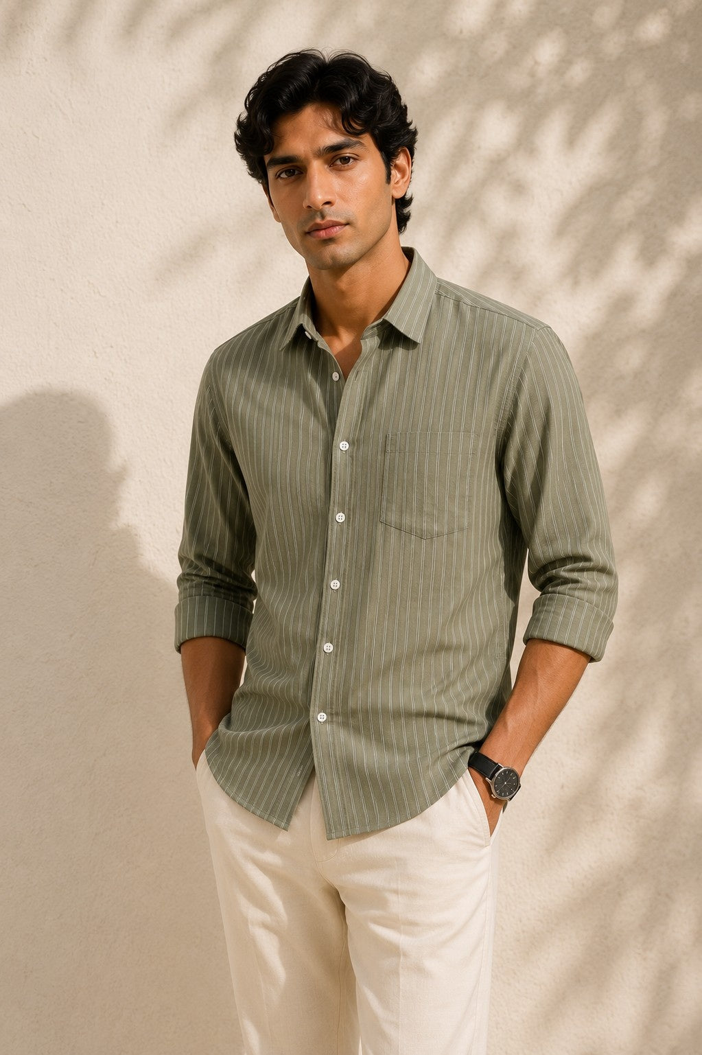 Dusty Green Heritage Stripe Shirt