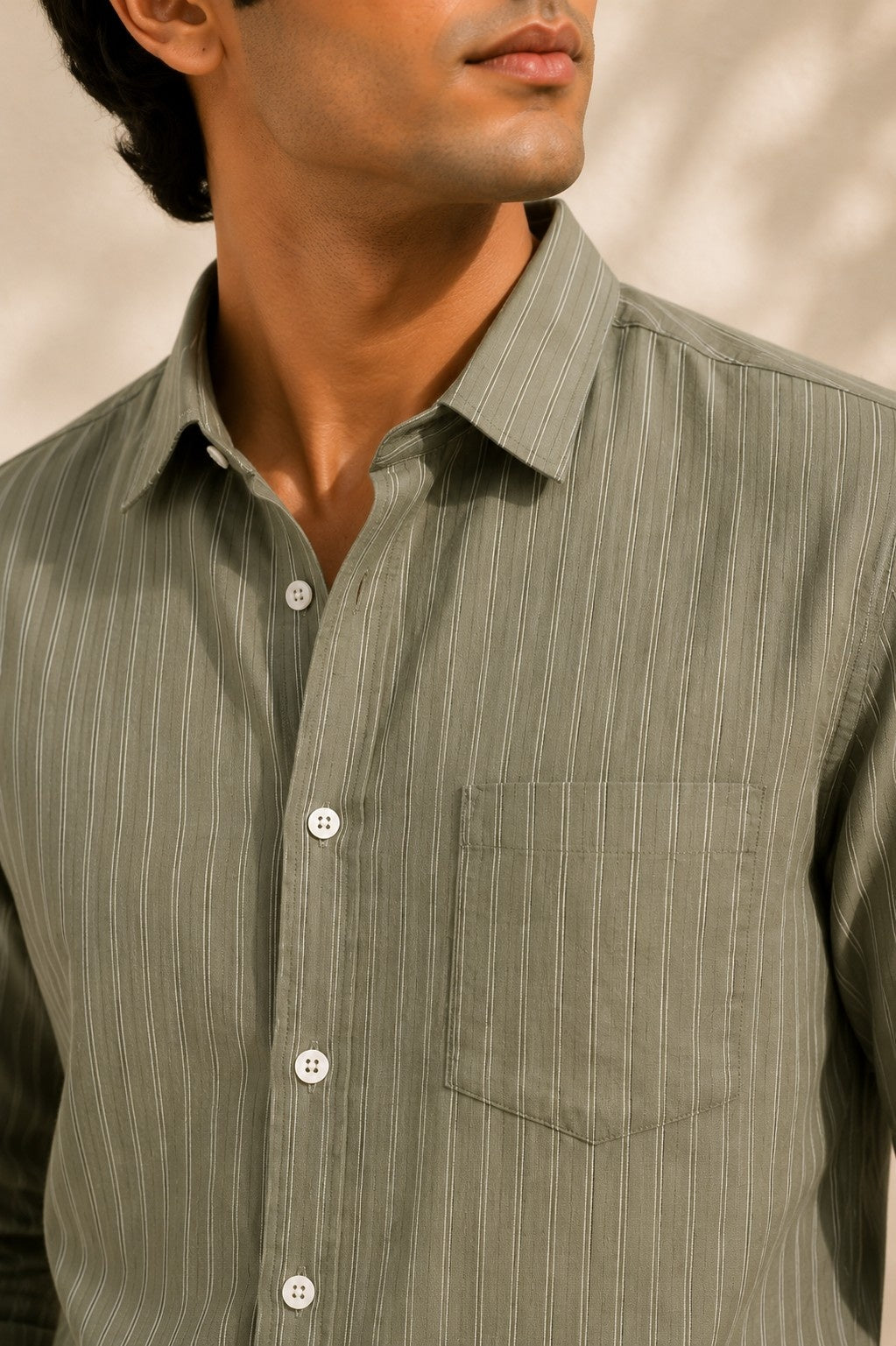 Dusty Green Heritage Stripe Shirt